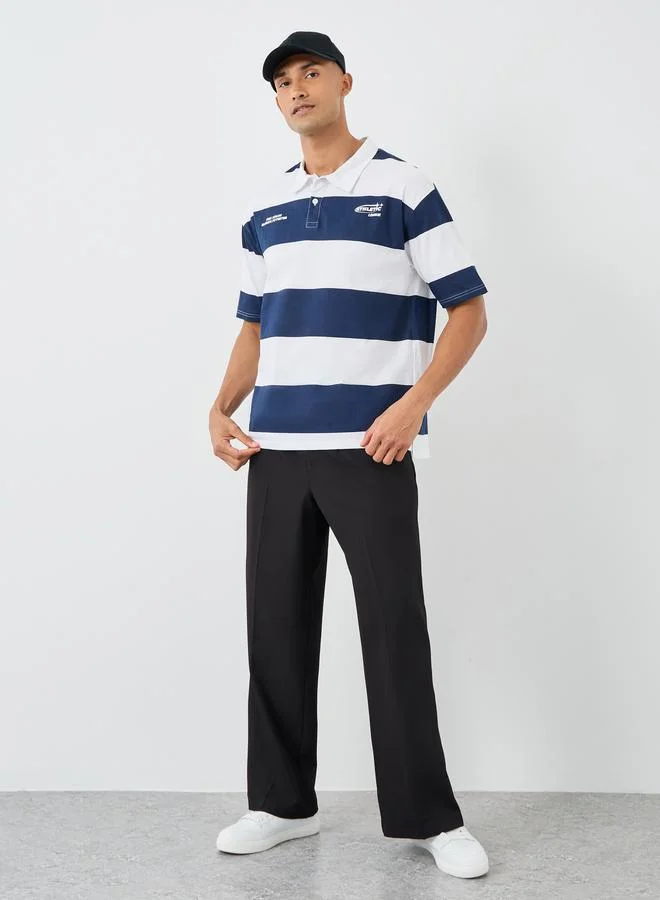 ستايلي تيشيرت بولو مخطط فضفاض